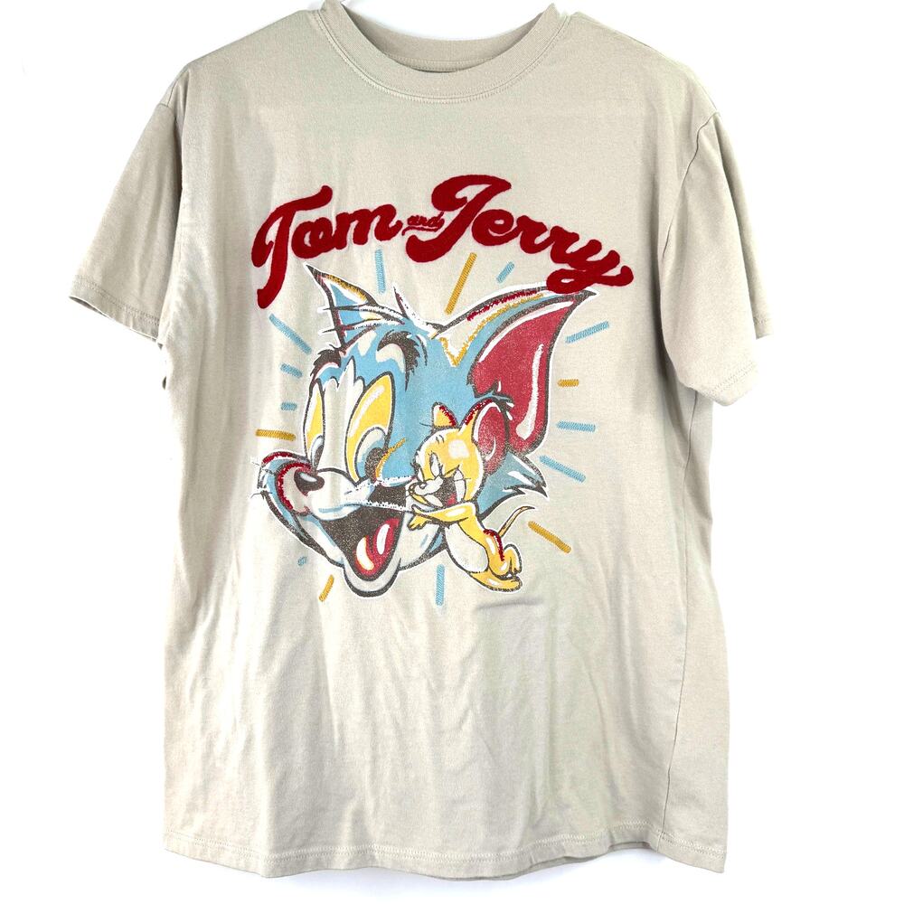 Tom & Jerry Felt Graphic T-Shirt Size Medium